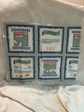 Vintage Wamsutta Auntie Em's Recipes & Baked Goods Cotton Fabric Panel